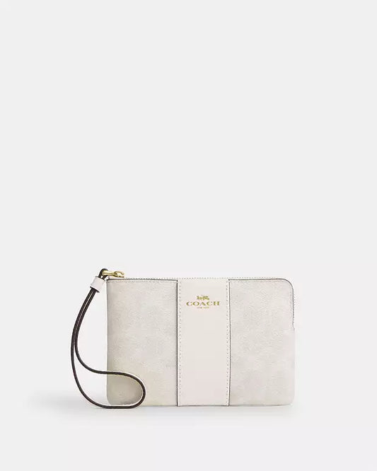 Muñequera Coach blanca/crema, monogram y strap