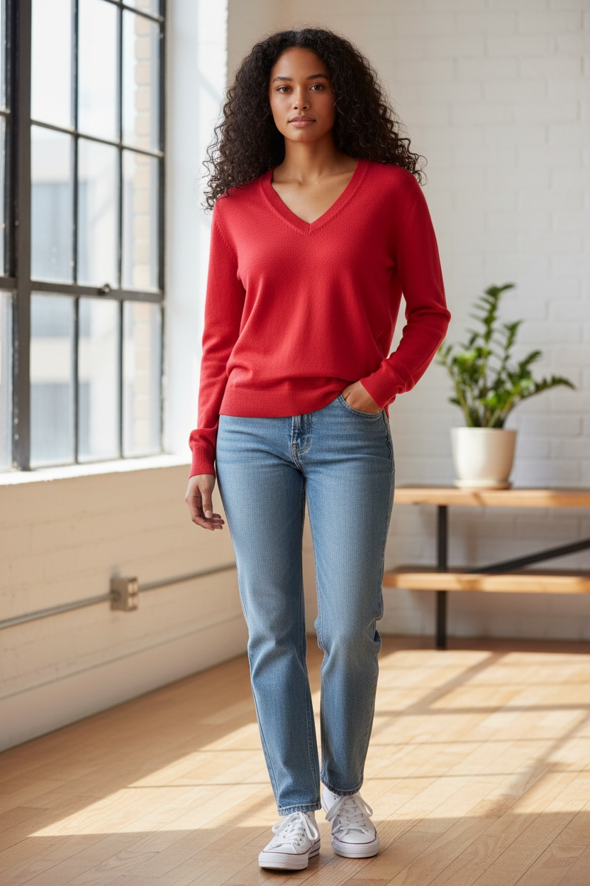 Suéter Calvin K rojo con placa