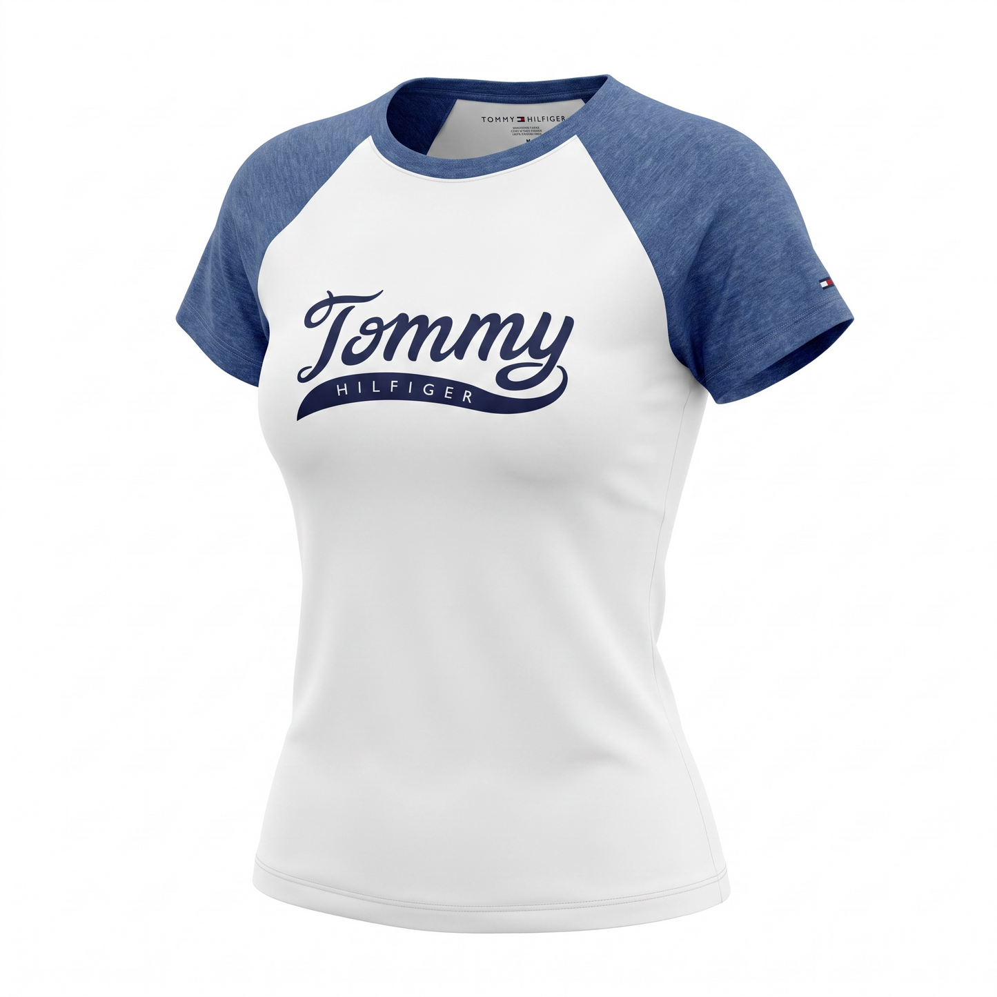 Playera Tommy H blanca con azul