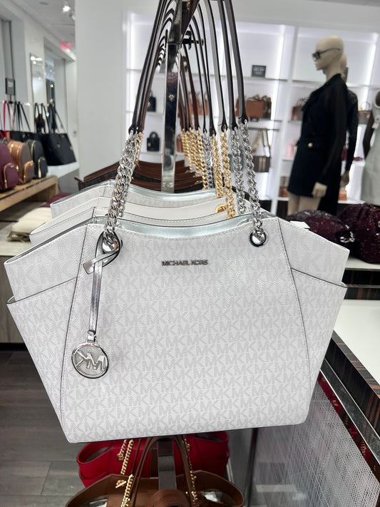 Tote Michael K blanco/plata