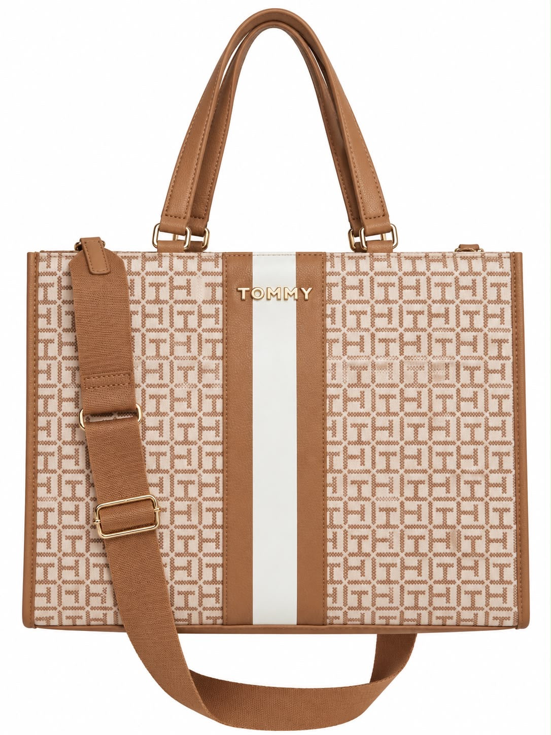 Tote grande camel y blaco