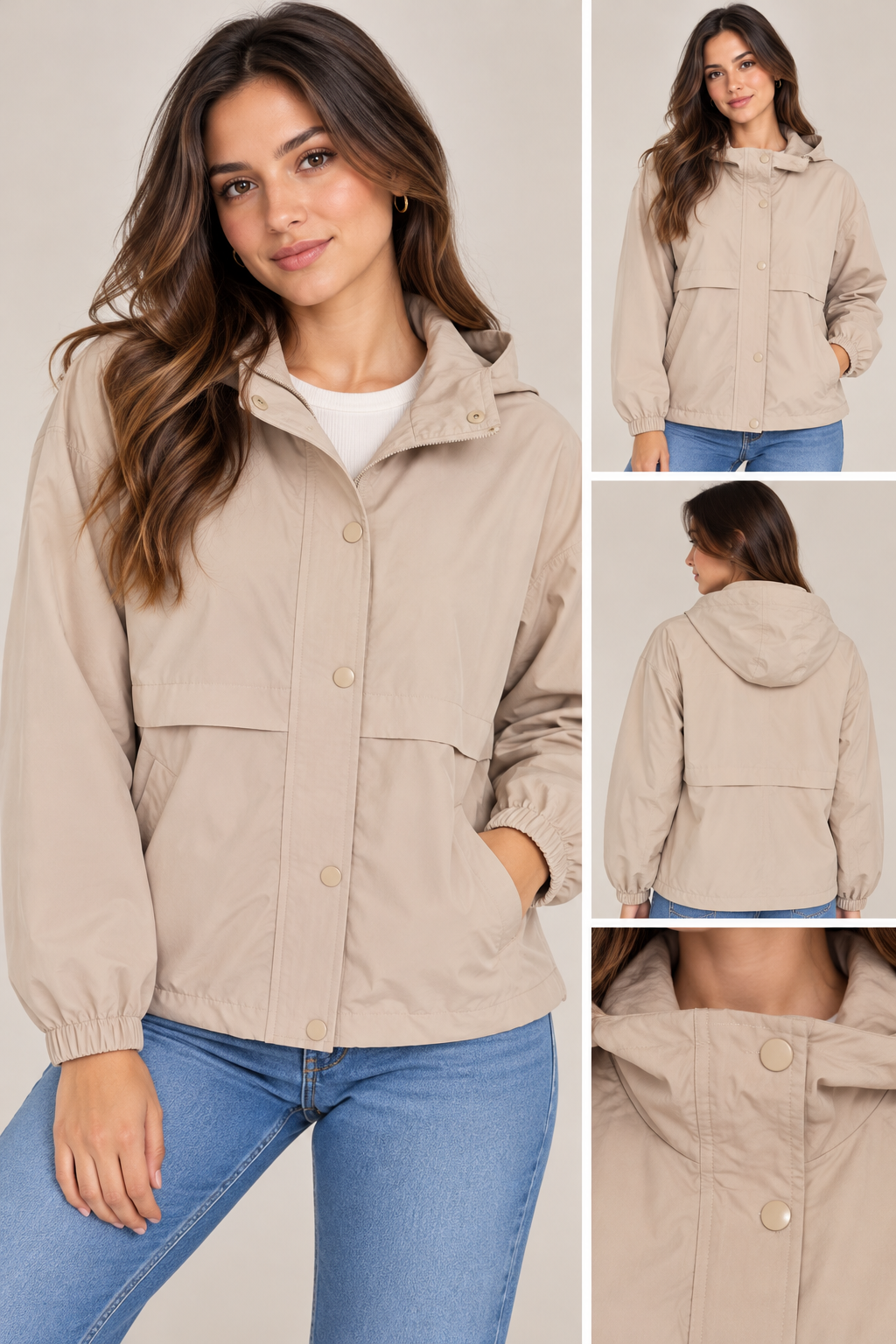 Chamarra náutica rompevientos beige