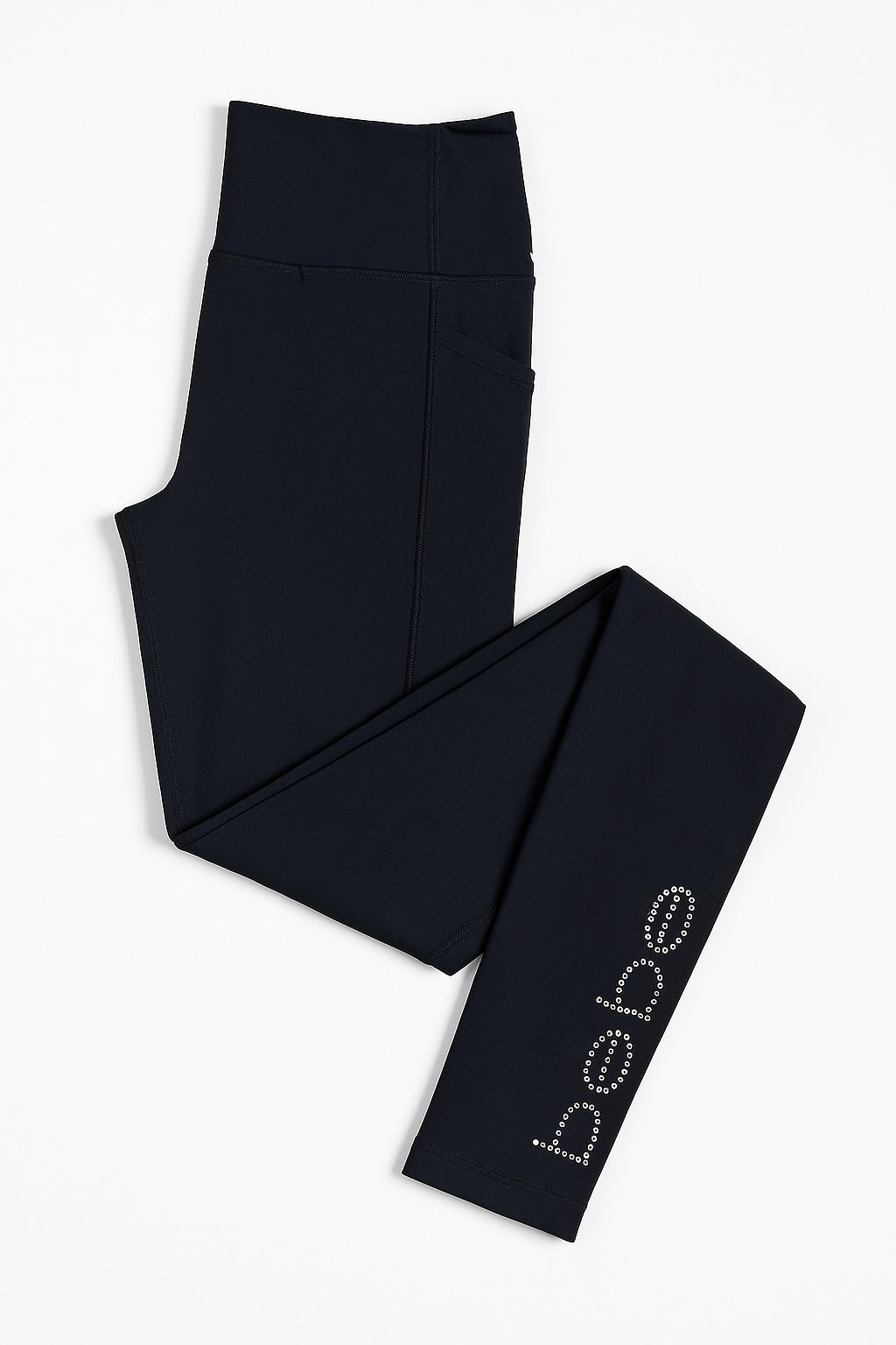 Leggings Bebe negro, letras plateadas de brillos