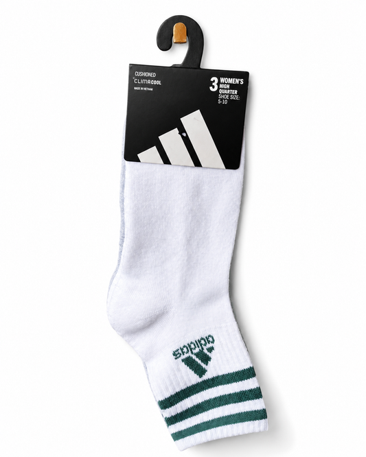 Calcetas Adidas en colores blanco gris y verde 3 pares