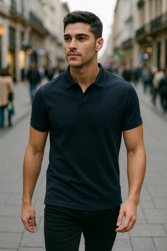Playera Calvin k negra tipo polo, CK chiquita negro caballero