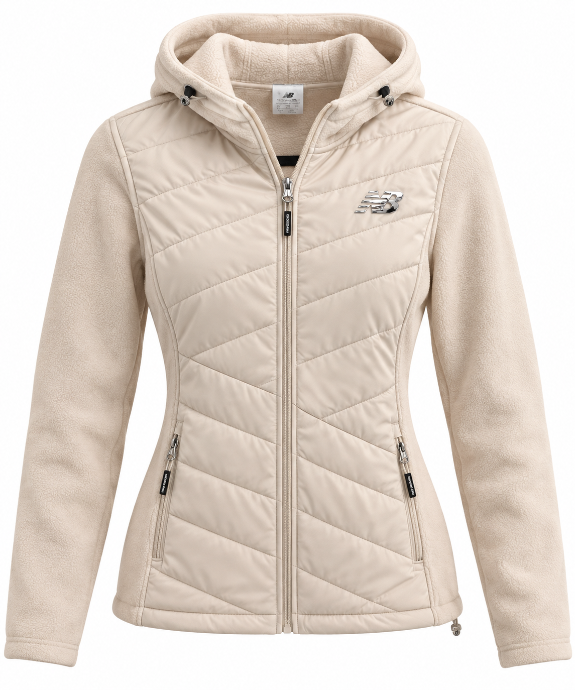Chamarra New Balance Acolchada con Fleece y Capucha – Color Crema