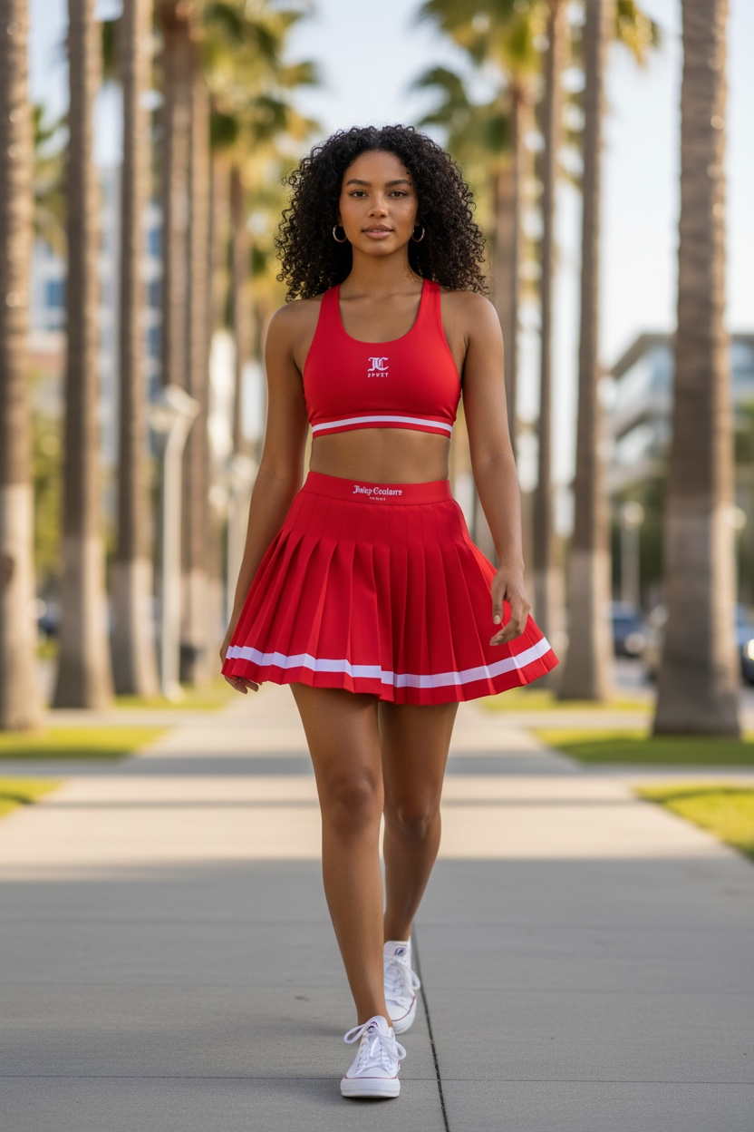 Conjunto Deportivo Juicy C rojo con detalles rosa