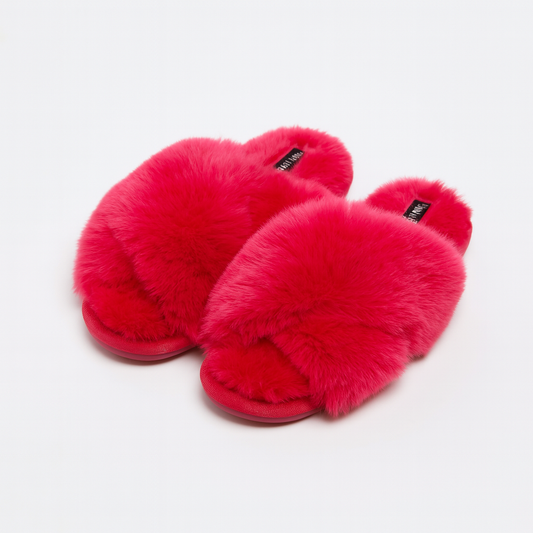 Pantuflas Nine W rojas de peluche
