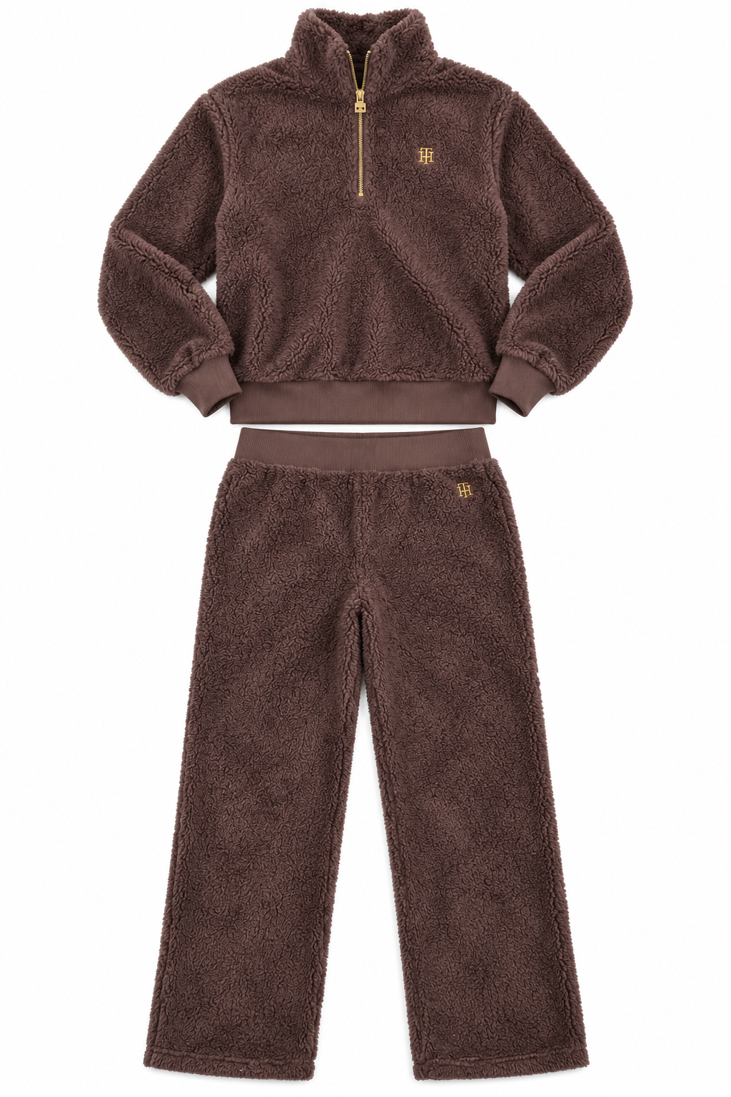 Pijama Tommy H café logo dorada calientita M