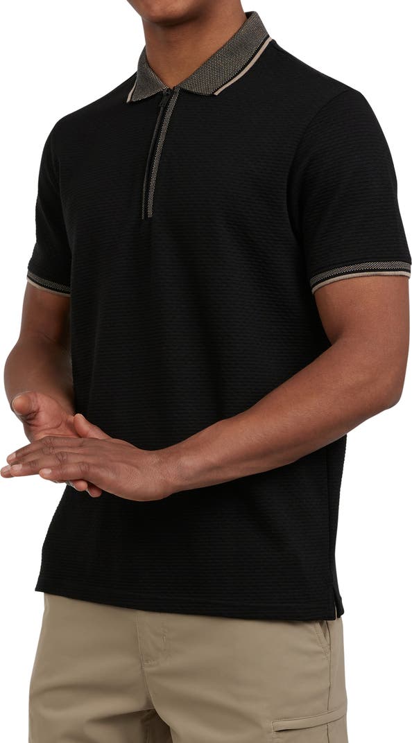 Playera DKNY negra polo con cierre de caballero