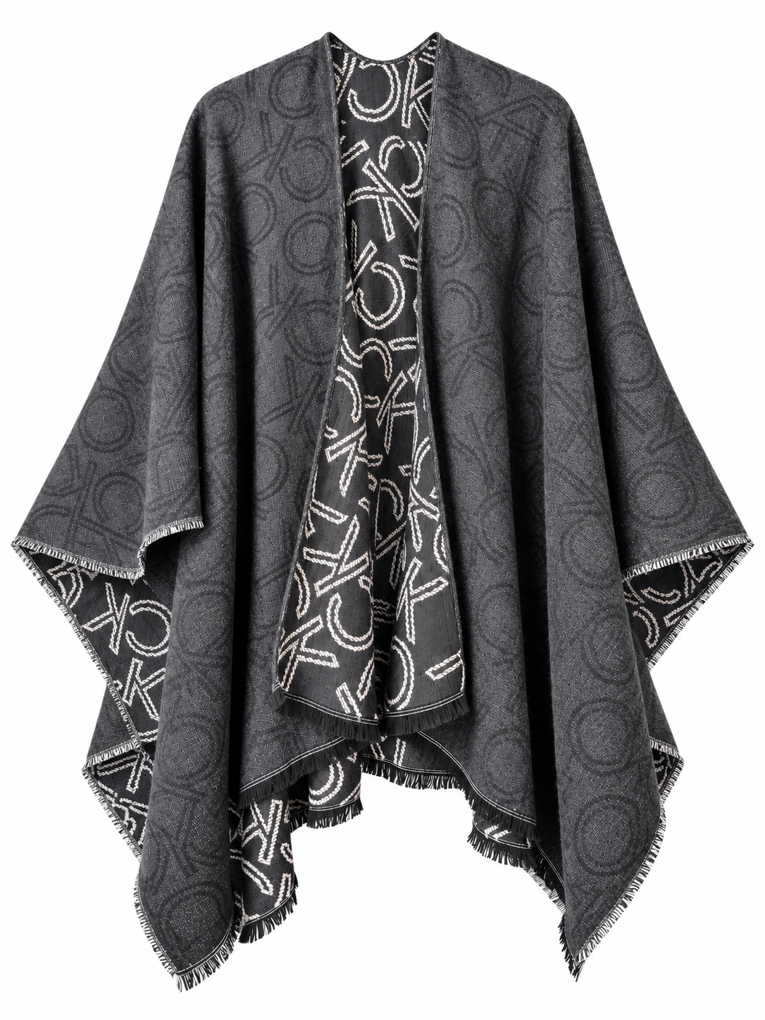 Poncho Calvin K monogram y gris