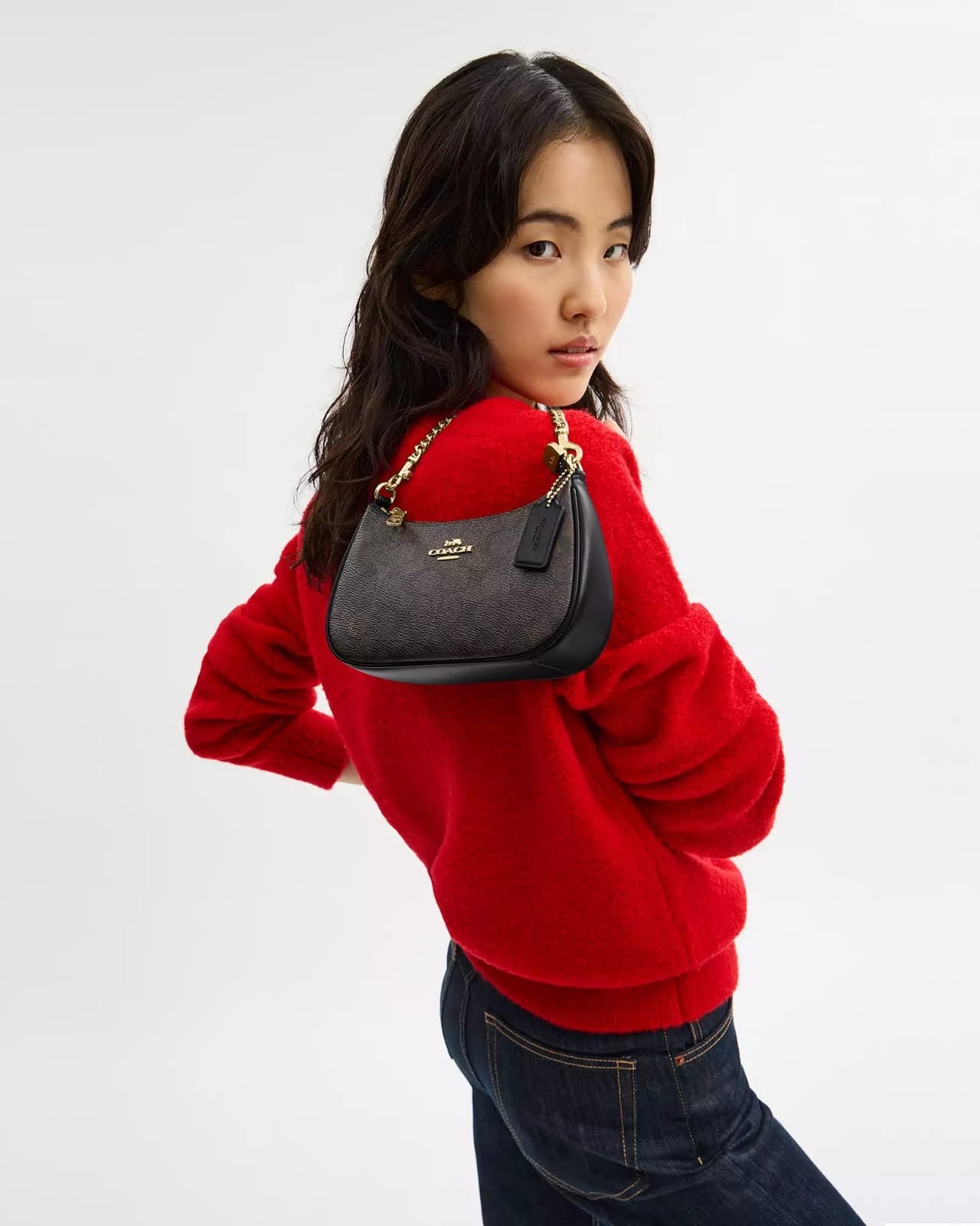 Crossbody Coach café Teri Mini Crossbody Bag in asignature canvas