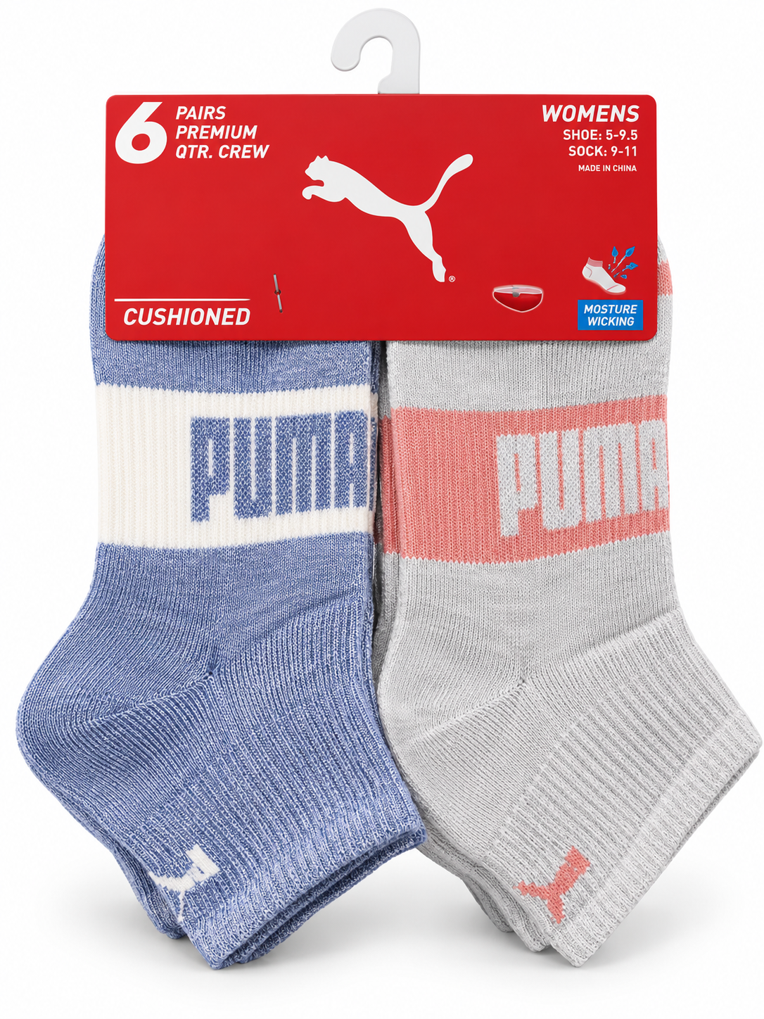 Calcetas puma azul y gris con rosa