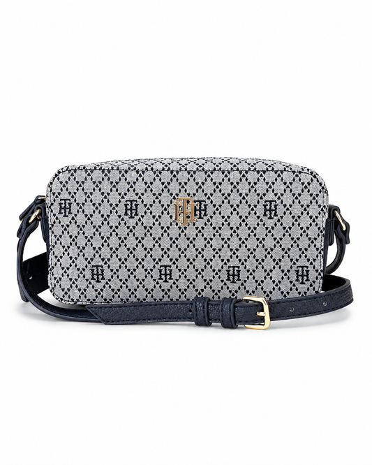 Crossbody Tommy H azul marino con monogram