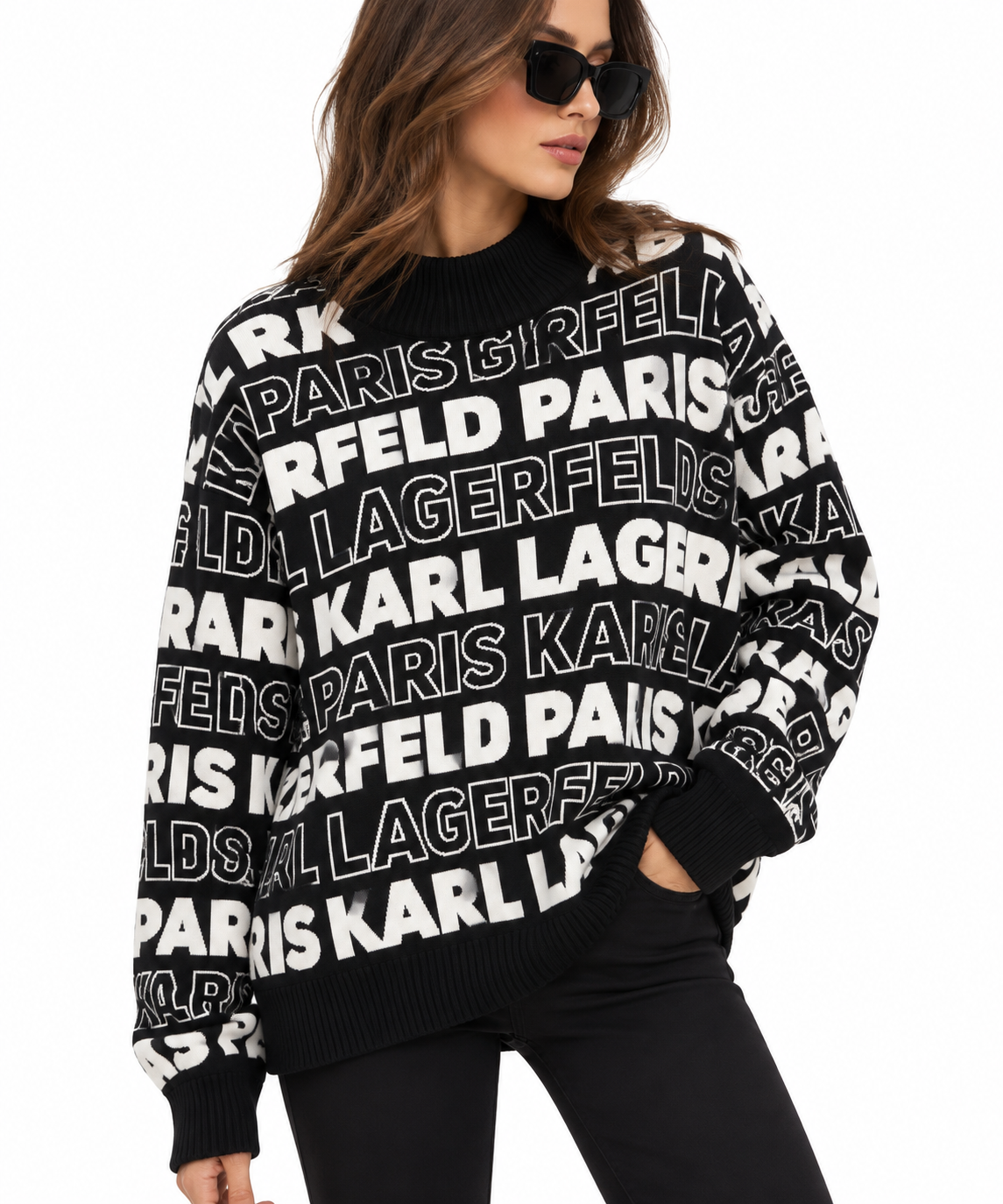 Suéter KarlLagerfeld letras blancas con negro