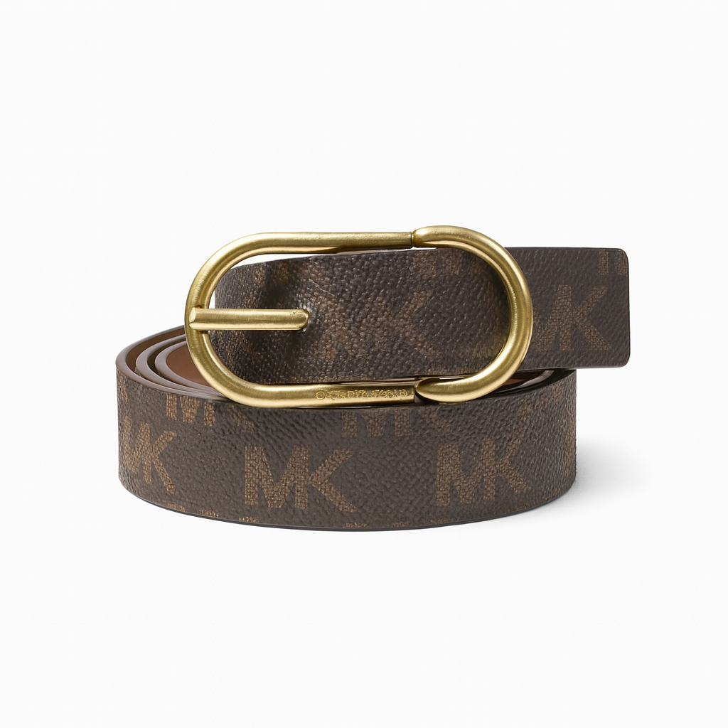 Cinturón Michael K cafe / monogram reversible