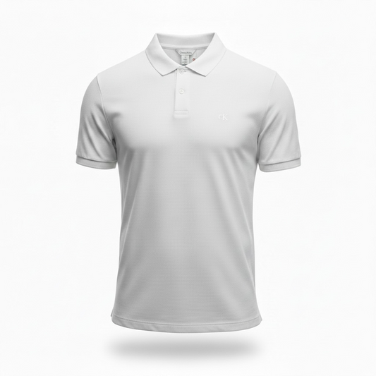 Playera Calvink blanca tipo polo para caballero