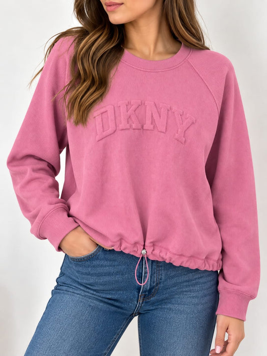 Sudadera DkNY rosa letras relieve