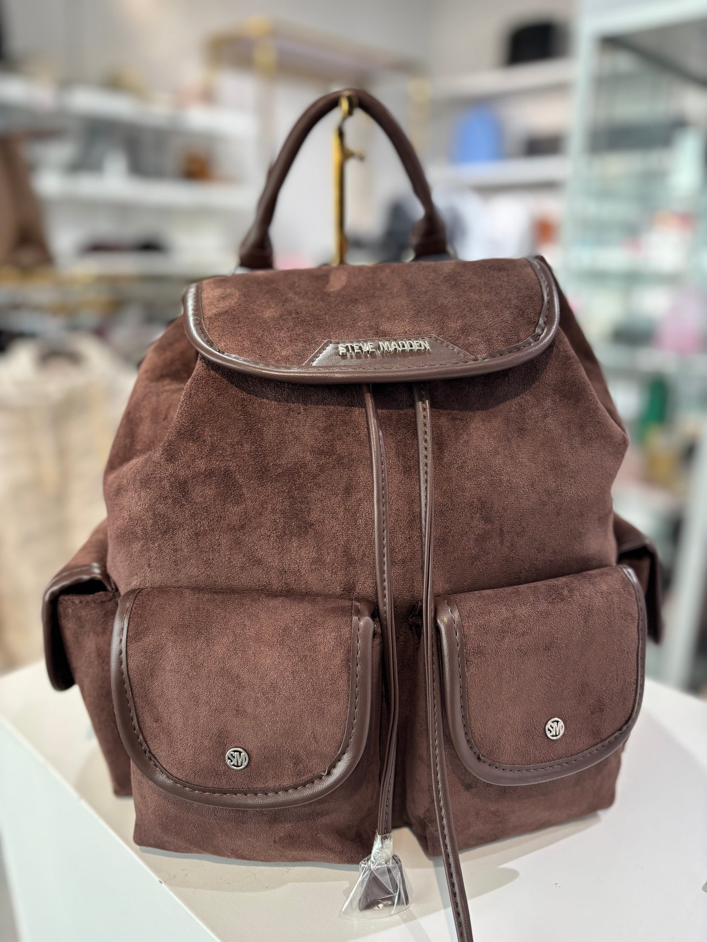 Backpack Steve Madden café de gamuza