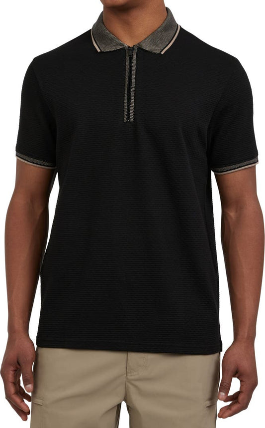 Playera DKNY negra polo con cierre de caballero