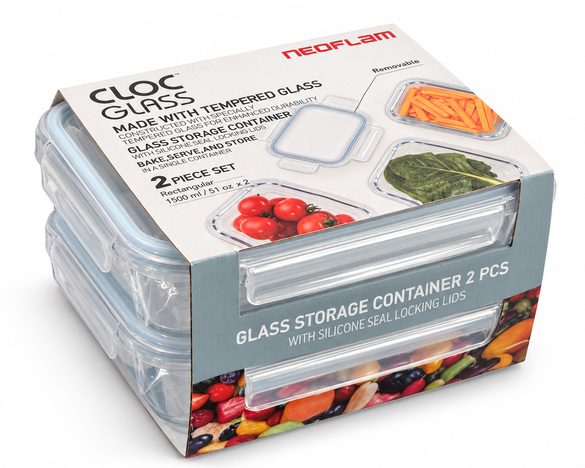 Contenedores cloc Glass dos piezas grandes 1500ml