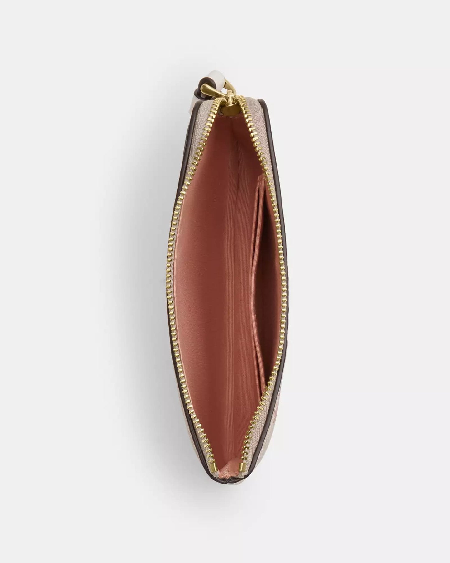 Muñequera Coach baige con monogram floreada y strap crema