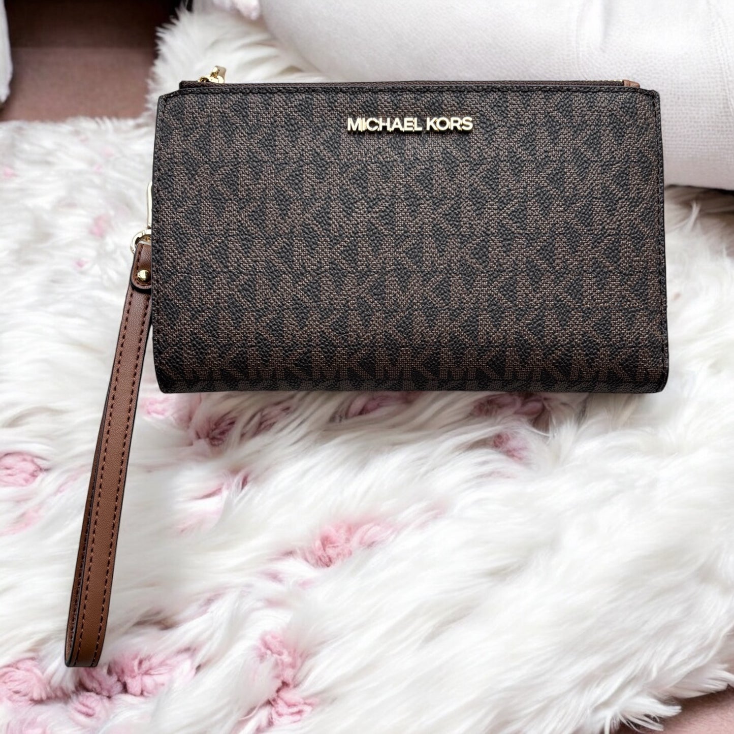 Cartera Michael k chochoalate/camel doble cierre