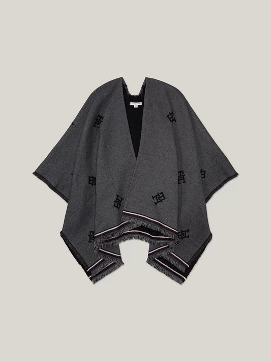 Poncho Tommy h doble vista negro/gris