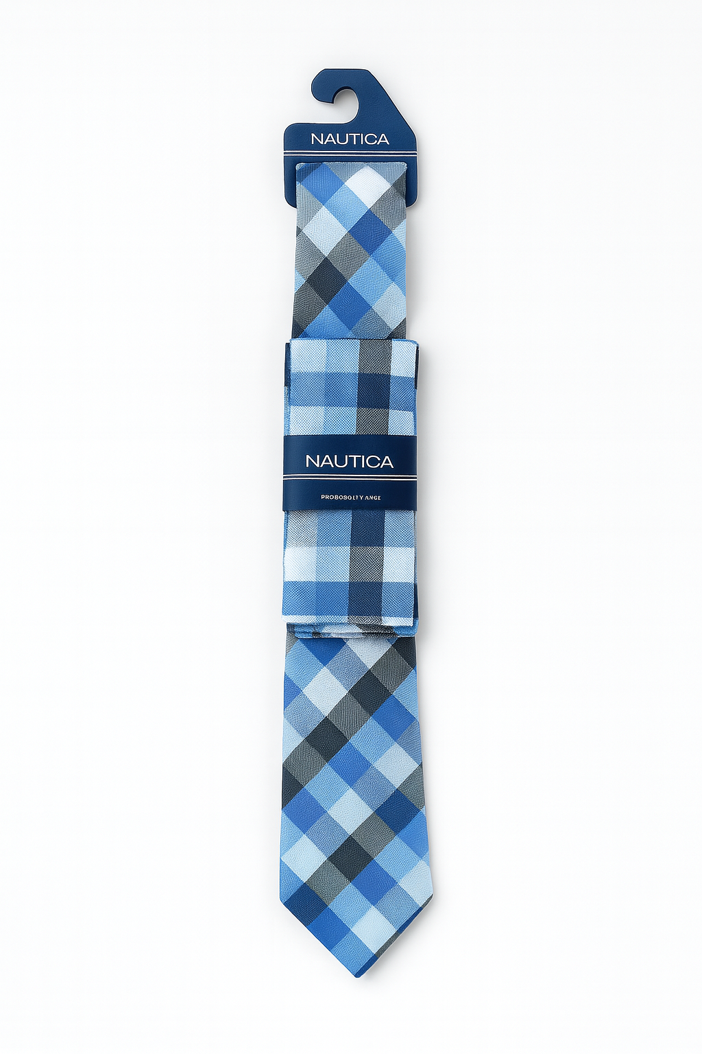 Corbata Náutica rombos azul, blanco, gris y pañuelo