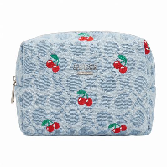 Cosmetiquera Guess mezclilla y cerezas