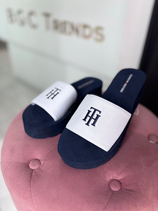 Sandalias Tommy H blanco con azul marino