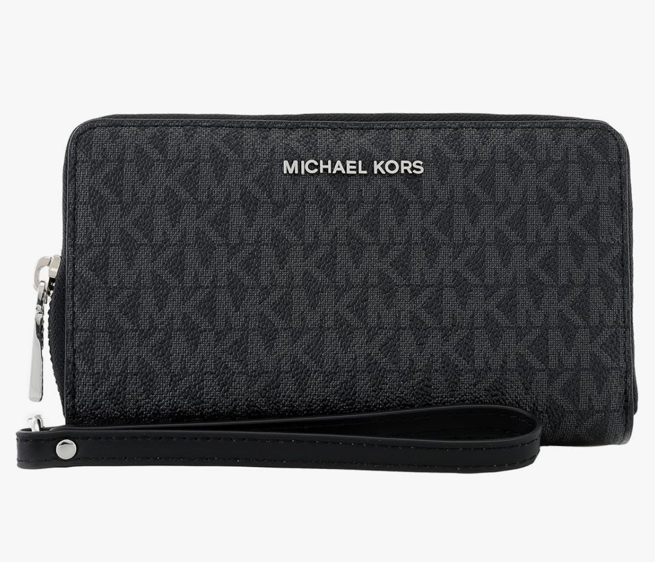 Cartera Michael K negra con monogram y cierre
