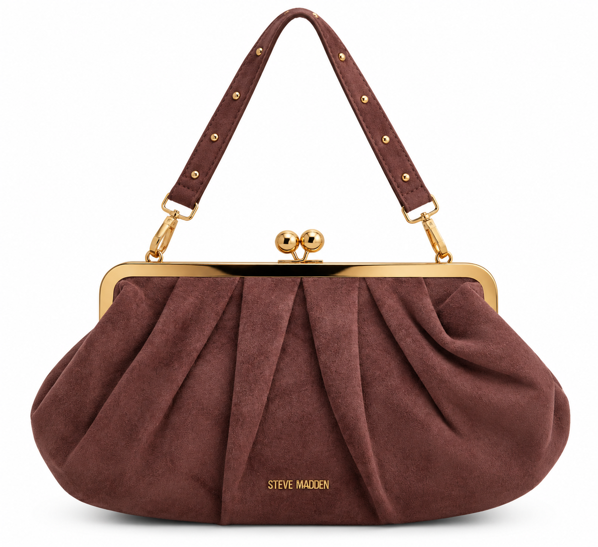 Shoulder Bag Steve Madden café broche dorado