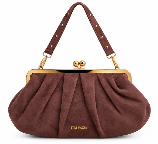 Shoulder Bag Steve Madden café broche dorado