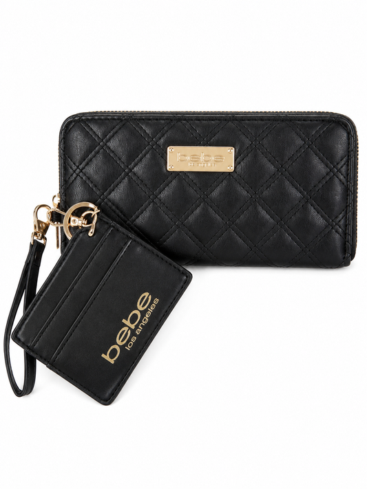 Cartera bebé con monedero negro con dorado