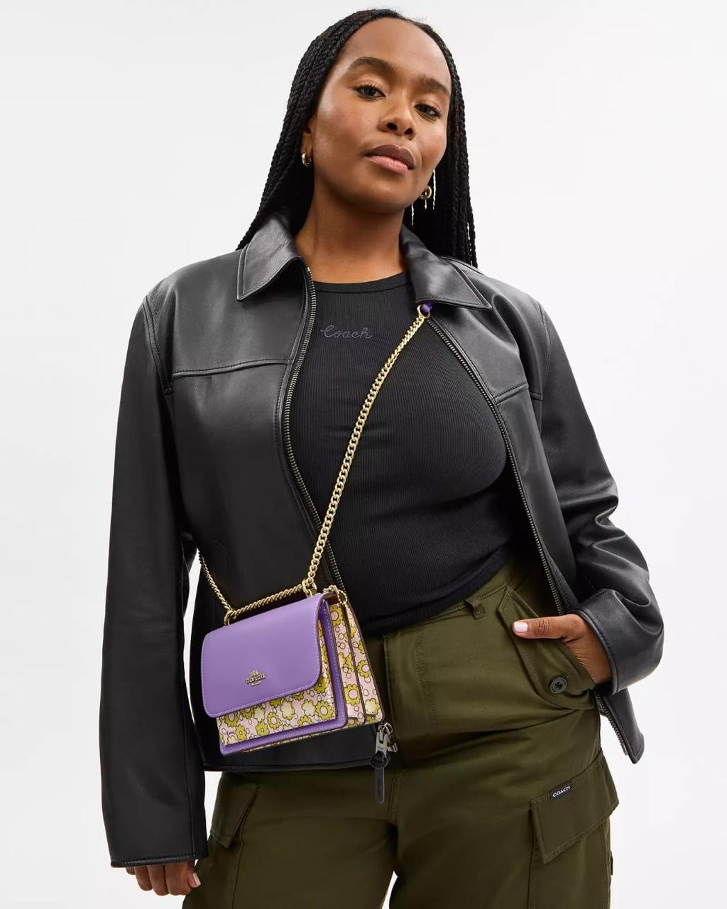 Crossbody Klare Coach bag lila con flores