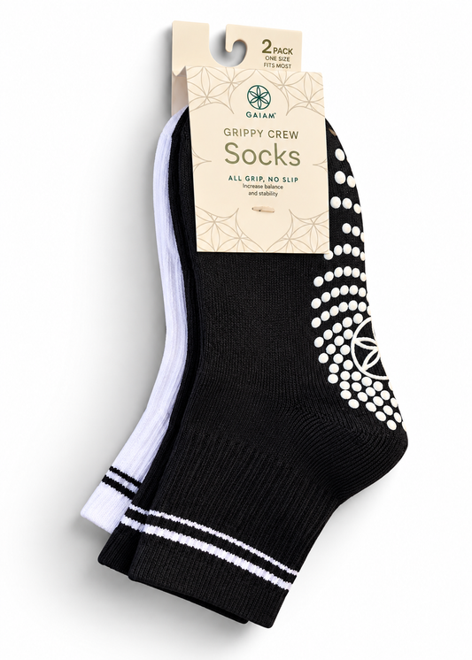 Calcetas con antiderrapante para pilates 2 pares, negro y blanco