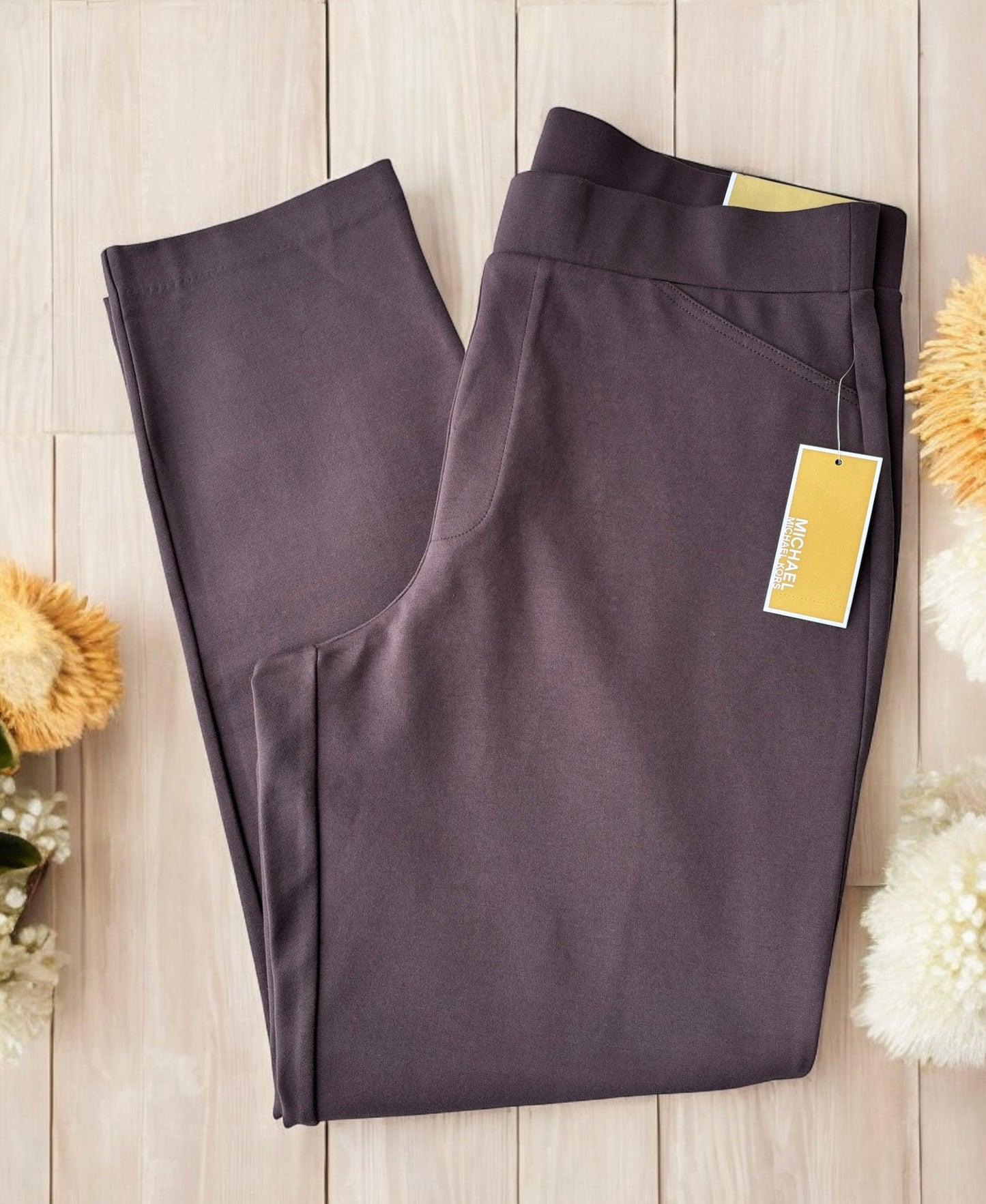 Leggings Michael K café recto con placa
