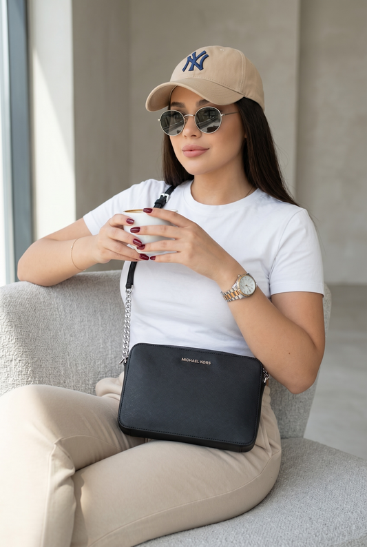 Crossbody Michael k negro con plata