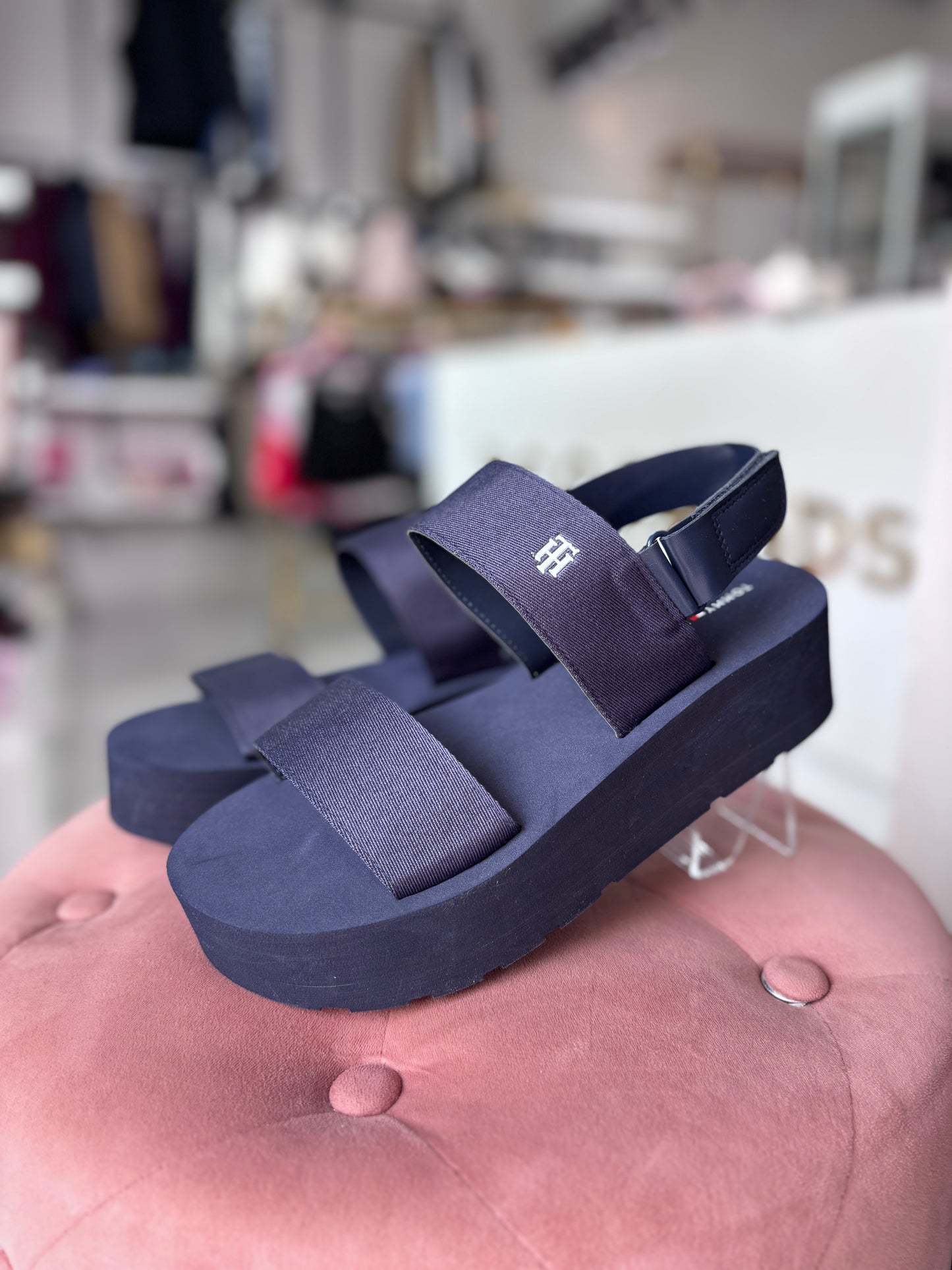 Sandalias Tommy H azul de plataforma