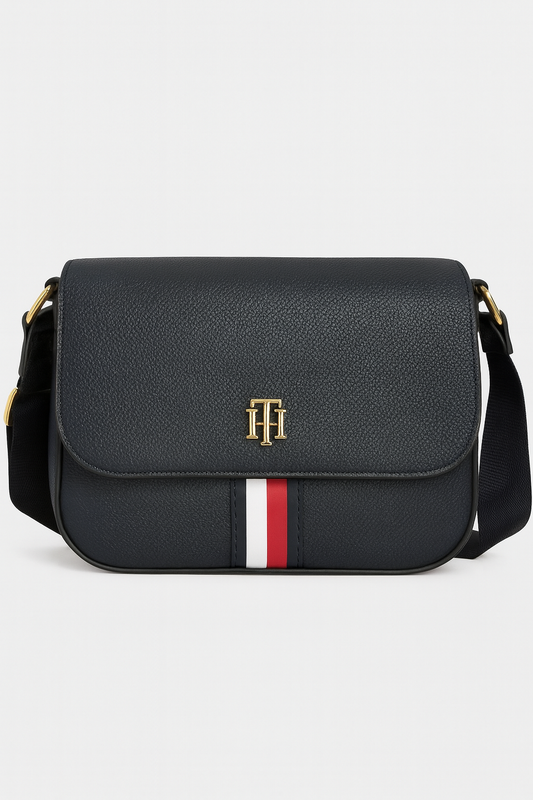 Crossbody Tommy H azul marino línea en medio