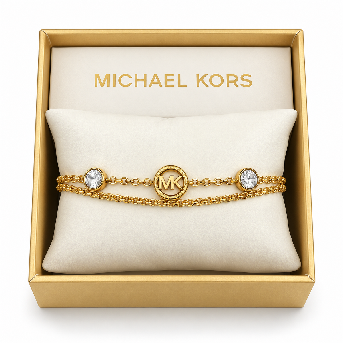 Brazalete Michael k joyería dorado doble