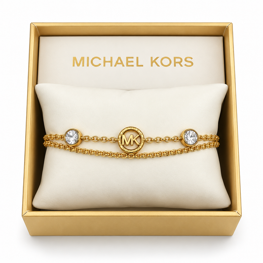 Brazalete Michael k joyería dorado doble