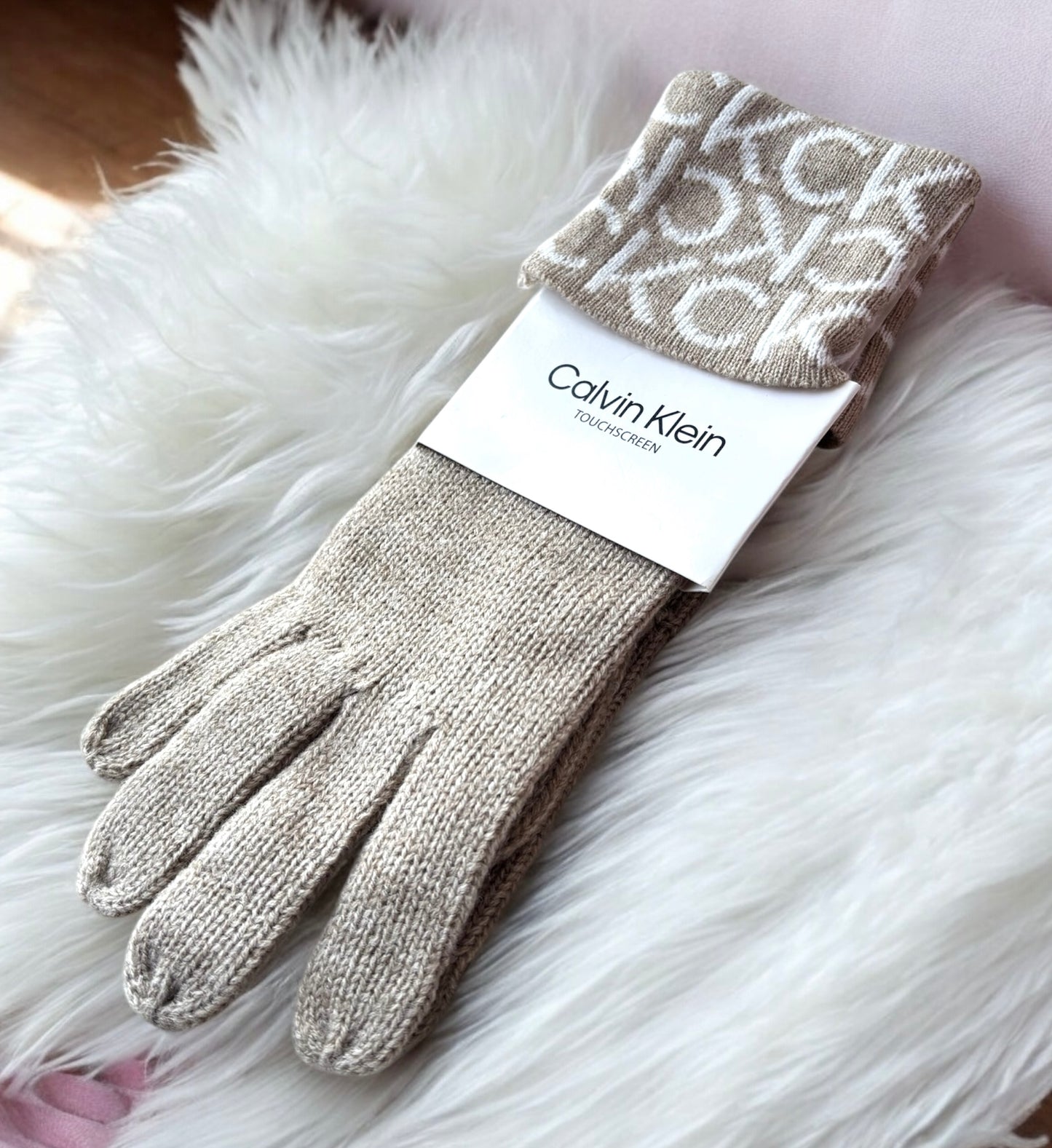 Guantes Calvin K camel Touchscreen de invierno