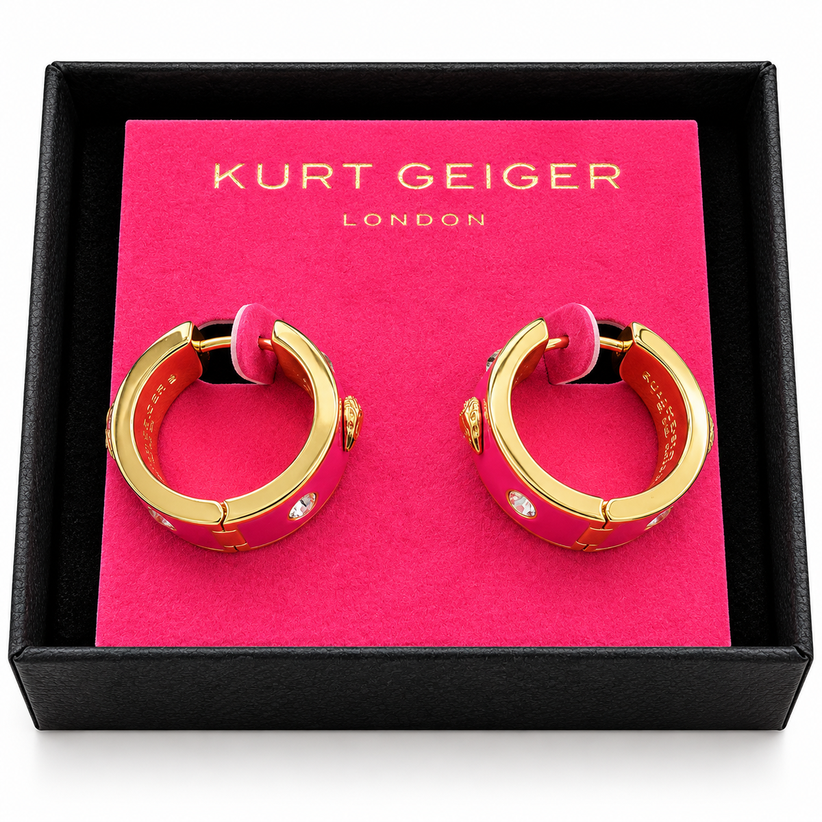 Aretes arracadas Kurt Geiger rosas con dorado