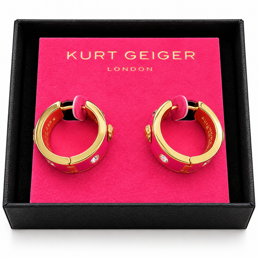 Aretes arracadas Kurt Geiger rosas con dorado