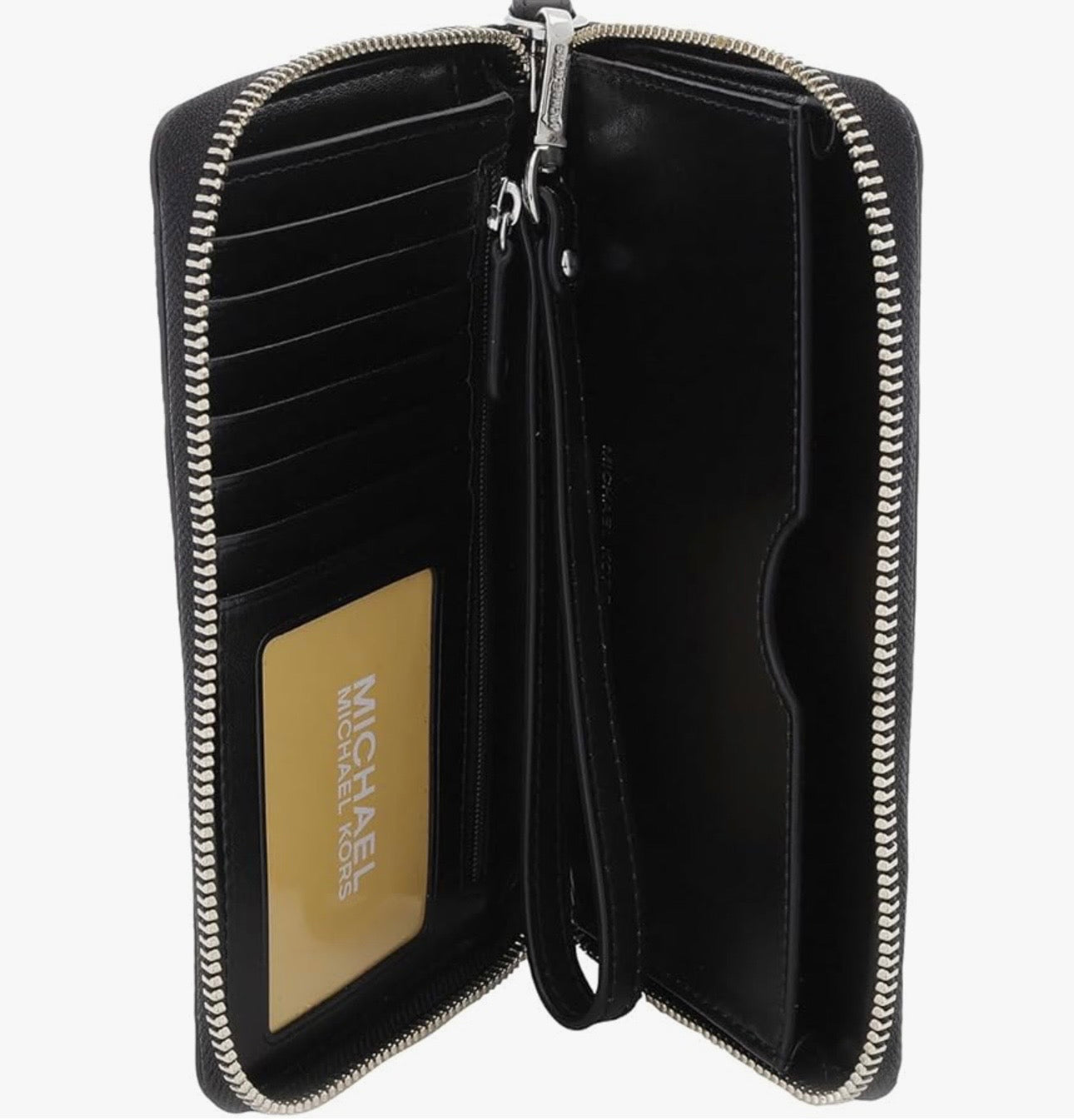 Cartera Michael K negra con monogram y cierre