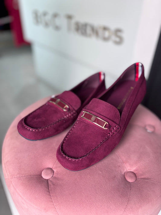Mocasines Tommy H guinda de gamuza