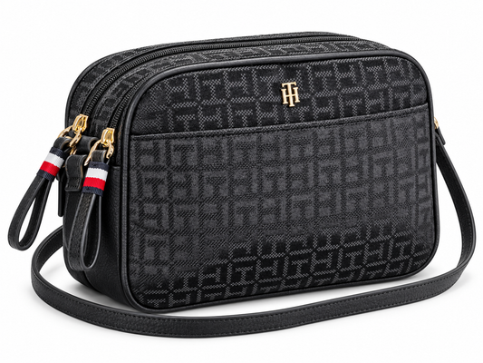 Crossbody Tommy H negra doble cierre