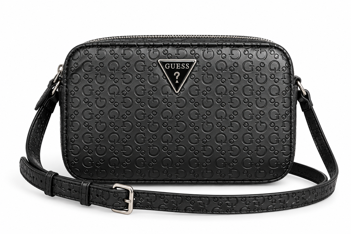Crossbody Guess doble cierre negra